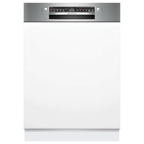 Bosch SMI2ITS09E Serie 2, Smarter Geschirrspüler Teilintegriert 60 cm, Besteckkorb, Spülmaschine mit Programmassistent, Extra Trocknen, VarioSpeed, Extrem Leise, Höhenverstellbarer Oberkorb, Edelstahl