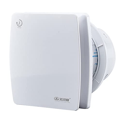XIIW Badlüfter Ø100mm Weiß Abluftventilator mit Nachlauf und Rückstauklappe 95m³/h, 12 Watt / 34dB / spritzwasserfest Wandventilator für Bad,WC und Küche