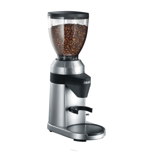 GRAEF. CM800 - Elektrische Kaffeemühle, Aluminiumgehäuse, Bohnenbehälter 350g, Edelstahl-Kegelmahlwerk, 40 Mahlgrade, Kaffeemühle Siebträger, Antistatik-Einsatz, Aluminium-Schaufelrad, 128 W, Silber