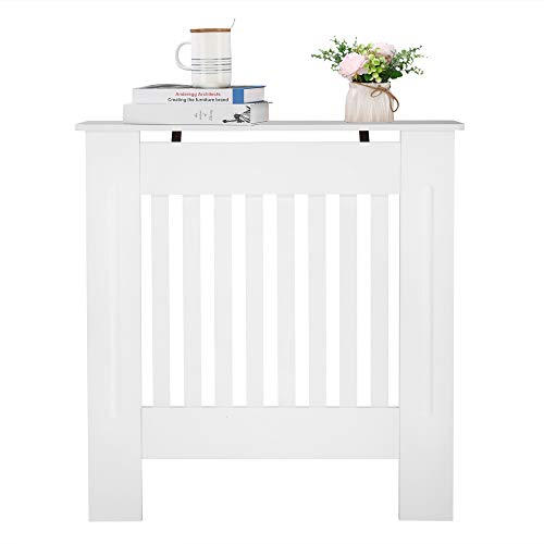 LEADZM Heizkörperverkleidung Heizkörper Abdeckung Heizkörperabdeckung Heizkörper Radiator Abdeckung Einstellbar MDF Weiß (78 x 19 x 81.5 cm)