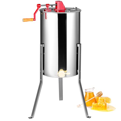 VEVOR Honigschleuder Manuell Tangentialschleuder 2/4 Rahmen Honigextractor aus Rostfreiem Stahl 48x23cm Wabengröße(Tief) 48x16cm Wabengröße(Mittel) 45mm Honigschleuse Ideal für Hobby-und Profi-Imker