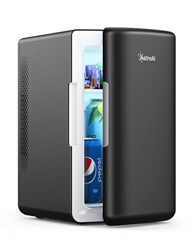AstroAI Mini Kühlschrank 2.0, 6 Liter/ 8 Dosen Fridge mit Kühl- und Heizfunktion,12 V/220 V für Autos, Büros und Schlafsäle, Getränke, Kosmetik, Schwarz