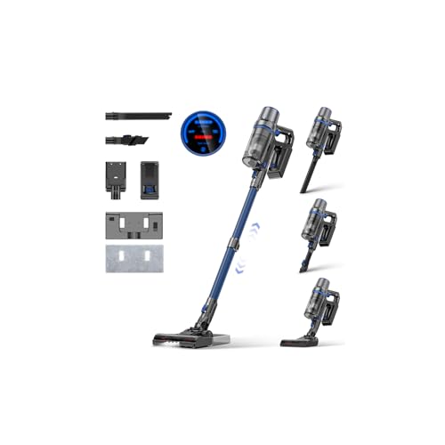 Linkifly Akku Staubsauger mit Wischfunktion, 45000Pa/550W/60 Min Staubsauger kabellos mit bürstenfreiem Motor & LED-Touchdisplay, Selbststehender Saugwischer für Hartböden, Teppich & Tierhaare