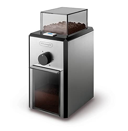 De'Longhi KG89 KG 89 Professionelle Kaffeemühle für bis zu 12 Tassen, Kunststoffgehäuse, silber