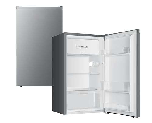 YUNA Kühlschrank SEREBRO E mit Fresh Zone/ 94L Nutzinhalt/Vollraumkühlschrank/ 84 cm hoch/ 86 kWh/Jahr/Türanschlag wechselbar/Leiser Betrieb 36 dB/Silbern