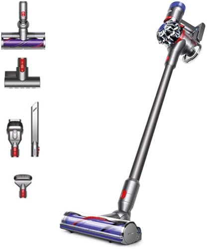 Dyson V7 Animal Extra beutel- & kabelloser Staubsauger inkl. Elektrobürste, Mini-Elektrodüse, Fugendüse & Kombidüse | Handstaubsauger für Allergiker mit Akku, Wandhalterung & Ladestation, Weiß