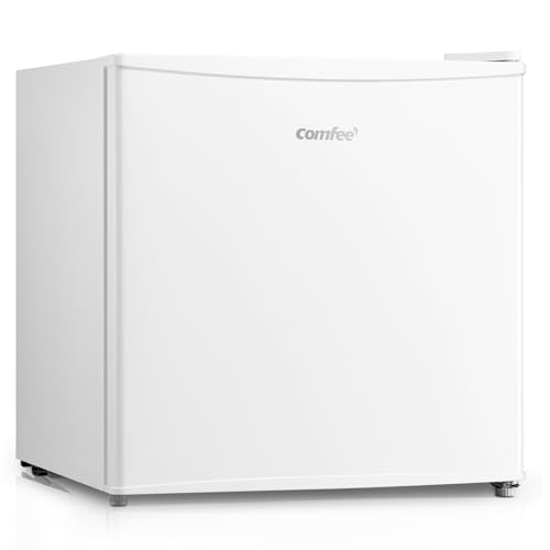 Comfee RCD50WH2(E) Mini Kühlschrank / 43L Kühlbox mit Eisfach/Kühlschrank Klein für Zimmer & Büro/Schnelle Kühlung in der Chiller Box/Temperaturregelung/Verstellbare Füße / 80 kWh/Jahr/Weiß