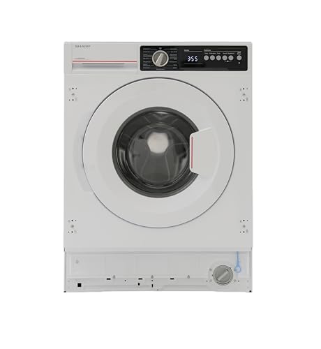 Sharp ES-NIB814BWNA-DE Einbau-Waschmaschine, A (A bis G), 8 kg, 1400 U/min., Advanced Inverter Motor, Dampf, 15 Programme inkl. 15 Min. Kurzprogramm, AquaStop, Weiß