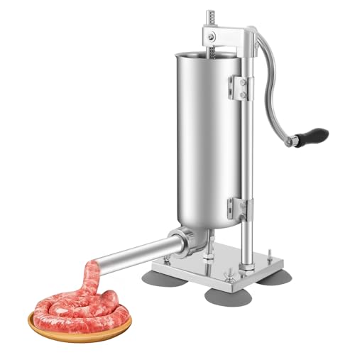 3L Wurstfüllmaschine, Manuell Wurstfüller mit 6 Größen Füllrohre Wurstpresse Wurstmaschine für Hausgemachtes