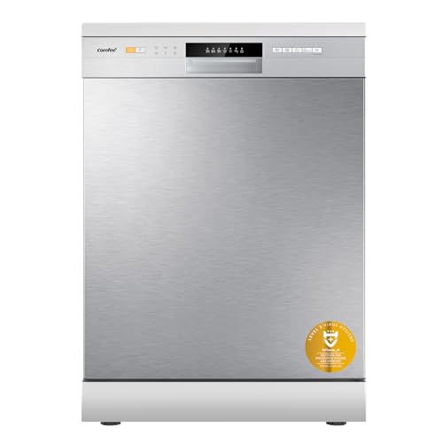 COMFEE CDWPF1201PS Geschirrspüler, 60 cm, 12 Gedecke, Startvorwahl, halbe Ladefunktion, flexible Körbe, Edelstahl, 49 dB, Steuerung über Tasten