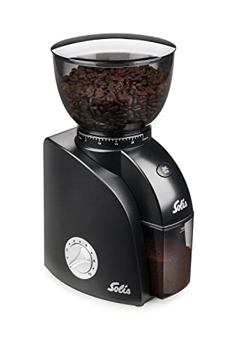 Solis Scala Zero Static 1662 Elektrische Kaffeemühle - Coffee Grinder - Espressomühle mit 24 Mahlgradeinstellungen - Schutz Gegen Statischen Kaffee - Kaffeebohnenbehälter 300 Gramm - Schwarz