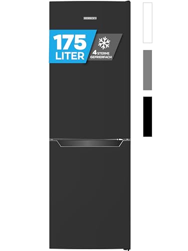 Heinrich´s Kühlgefrierkombination 175Liter, XXL, kühlschrank mit gefrierfach, Kühlvolumen 122L, Gefrierfach 53L,LED Innenraumbeleuchtung, leise 39dB,große Tiefkühlboxen, 7 Temperaturstufen,inox