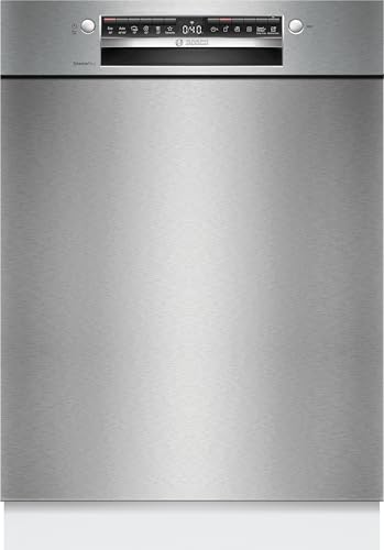 Bosch SMU4ETS08E, Serie 4, Smarter Unterbau-Geschirrspüler 60 cm, Besteckkorb, Spülmaschine mit Programmassistent, besonders Leise, höhenverstellbarer Oberkorb, Automatische Türöffnung, Edelstahl