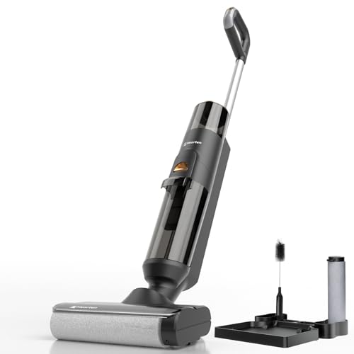 Hearten Nass Trockensauger, Selbstreinigung, Staubsauger mit Wischfunktion, Kantenreinigungsbürste, Für Hartböden, Tierhaare, Intelligente Schmutzerkennung, Sprachansagen.