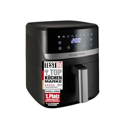 Russell Hobbs Heißluftfritteuse XL 5,5 l Rapid AirFryer (kompaktes Gehäuse, sehr leise) SatisFry (9 Programme, spülmaschinenfest, Fritteuse ohne Öl, TouchScreen, Grillen, Backen) 27621-56