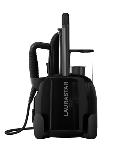 Laurastar Lift Plus Ultimate Black, 3-in-1 Bügelstation, die Kleidung entknittert, bügelt und reinigt, Hygienische Dampf, Automatische Kabelaufwicklung, Alu-3D Sohle, Vertikales Bügeln