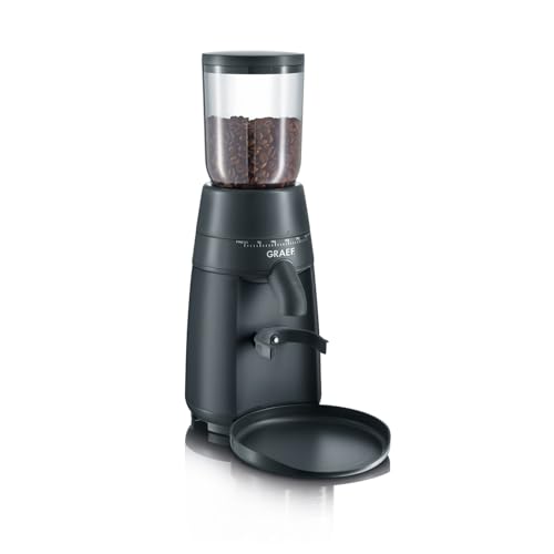 GRAEF. CM702 - Elektrische Kaffeemühle, Bohnenbehälter 250g, Herausnehmbares Edelstahl-Kegelmahlwerk, 24 Mahlgrade, Kaffeemühle Siebträger, Bis 12 Tassen Filterkaffee, Aromaschonendes Mahlen, Schwarz
