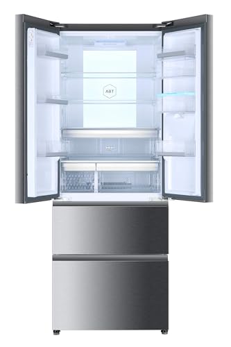 Haier B3FE742CMJW Kühl-Gefrierkombination/French Door / 70 cm Breite / 458 Liter/Wasserspender/Total No Frost/MyZone Pro/Humidity Zone/ABT, Edelstahllook