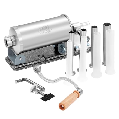 MZTOGR Wurstfüller Wurstfüllmaschine, horizontale Küchen-Edelstahl-Wurstfüllmaschine mit Saugfuß, professionelles hausgemachtes Wurstfüllrohr in 8 Größen