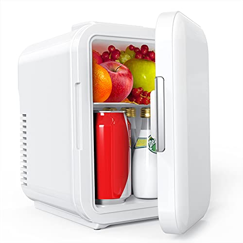 Lifelf Mini Kühlschrank, 4 Liter / 6 Dosen, mobiler Auto Kühlschrank mit Kühl– und Heizbetrieb, AC 220V / DC 12V, 68W Stromverbrauch niedrig, für Auto Büro Küche Schülerheim Gartenhaus.