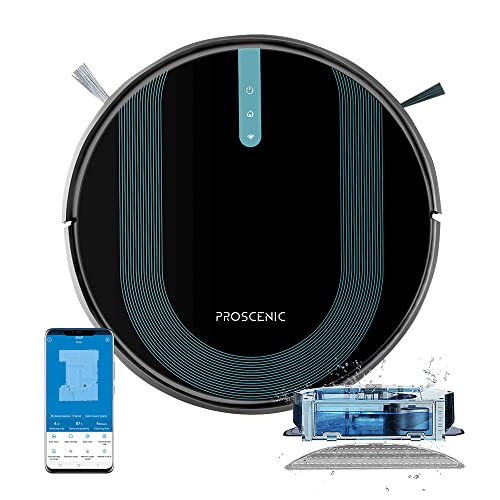 Proscenic 850T WLAN Saugroboter mit Wischfunktion, Staubsauger Roboter, Alexa & Google Home & Appsteuerung, 3000Pa Saugleistung auf Teppichen und Hartböden, Magnetband für Begrenzung