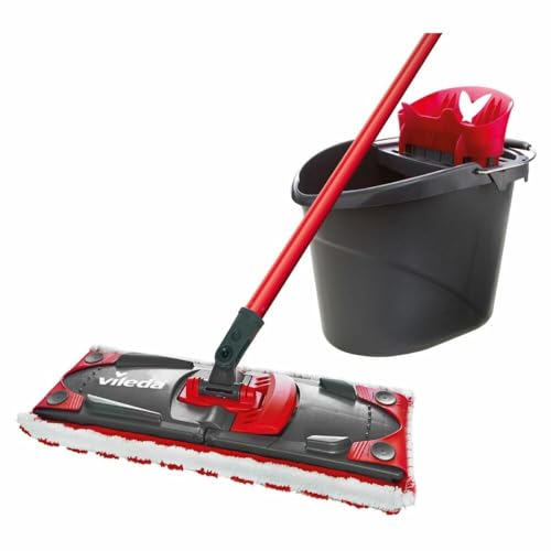 Vileda Ultramax 2in1 Bodenwischer Komplett Set, Wischmopp mit Stiel, Mikrofaserbezug und Eimer mit Powerpresse, für alle Hartböden
