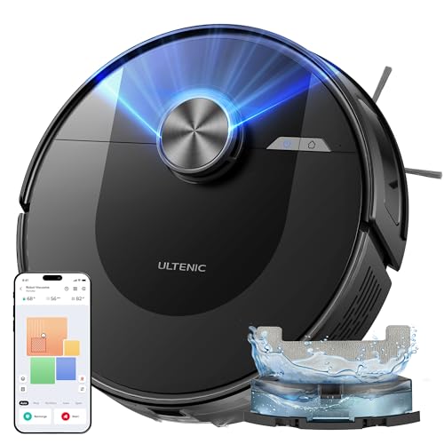 Ultenic D10 Staubsauger Roboter mit Wischfunktion 2 in 1, 5000Pa Staubsauger Roboter mit LiDAR Navigation, 50 dB Saugroboter, Roboterstaubsauger mit APP Steuerung, Tierhaar geeignet Ultra-Leise