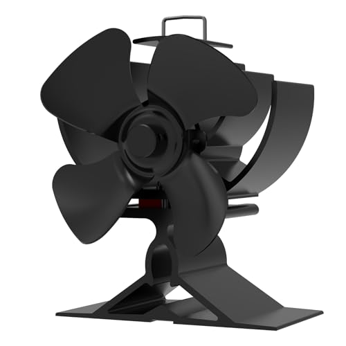 kisidus Kaminventilator Ohne Strom, 4-Blatt Holzofenventilator, Wärmebetriebener Ofenlüfter Stromlos für Kaminofen/Kamin/Holzofen, Mini Kaminlüfter für Stubenhygge