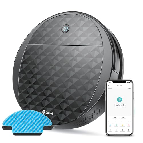 LEFANT Saugroboter Mit Wischfunktion, 3200Pa Staubsauger Roboter mit 150Min Laufzeit, 56dB Roboterstaubsauger mit APP&Sprachsteuerung für Tierhaare, Boden, Teppich-M213S,Schwarz