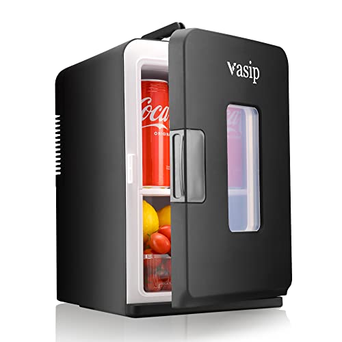 Vasip Mini Kühlschrank 15L Kühlschrank Klein Tragbar mit Kühl- und Heizfunktion, Kleiner Getränkekühlschrank für Hause Büro Camping und Auto (AC/DC)