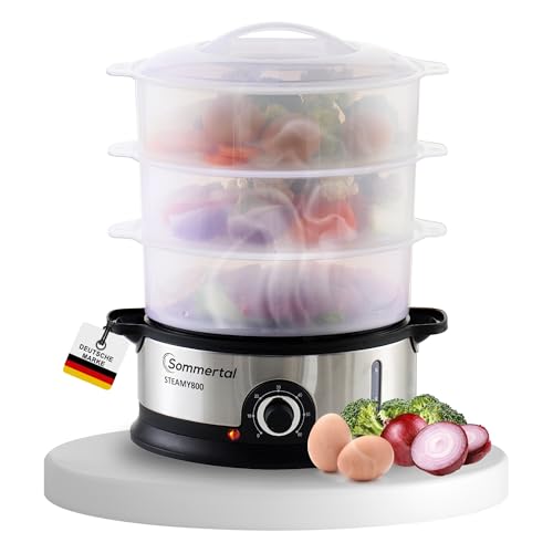 Sommertal Dampfgarer STEAMY800 Dämpfer 800W 3 Schicht Topf BPA-Frei regelbar 0-60 min. spülmaschinenfest Kunststoff Dampftopf