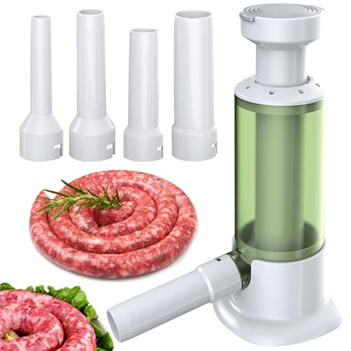 WurstfüLlwerkzeug, Eiflayn WurstfüLler Manuell, WurstfüLlmaschine Inkl. 4 FüLlrohre, Sausage Stuffer, WurstfüLler FüR Den Haushalt, Geeignet FüR Hausgemachte WüRstchen, KüChenutensilien（Grünlich-Weiß）
