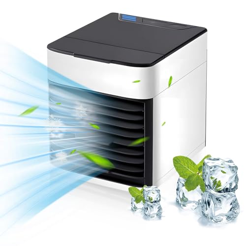 Mobile Klimaanlage,Luftkühler mit Verdunstungskühlung,Mini Klimaanlage,USB Ventilator mit Timing Funktion,4-in-1 Persönlich Mobile Klimageräte,Tragbarer Klein Klimaanlage Air Cooler
