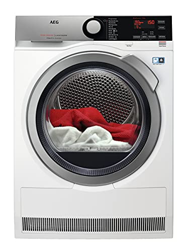 AEG Wärmepumpentrockner / FiberPro – Trocknen ohne Vorsortieren / 8,0 kg / A+++ / energiesparend / Mengenautomatik / Knitterschutz / Kindersicherung / Schontrommel / Trommelbeleuchtung, Serie 9000
