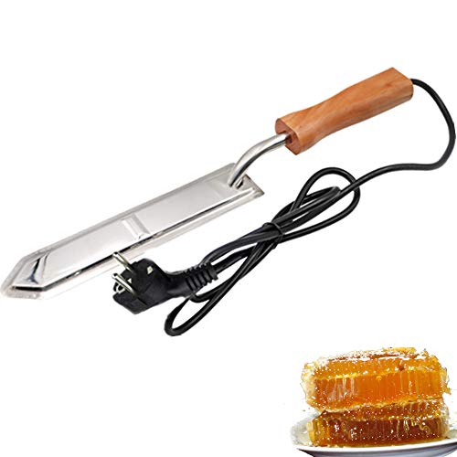 PROBEEALLYU Elektrische Honigmesser, honigschleuder elektrischKnife Honig Entdeckelungsschaber mit Holzgriff, Honigschleuder Bienenzucht Werkzeuge Geschenk für Imker (EU-Stecker)