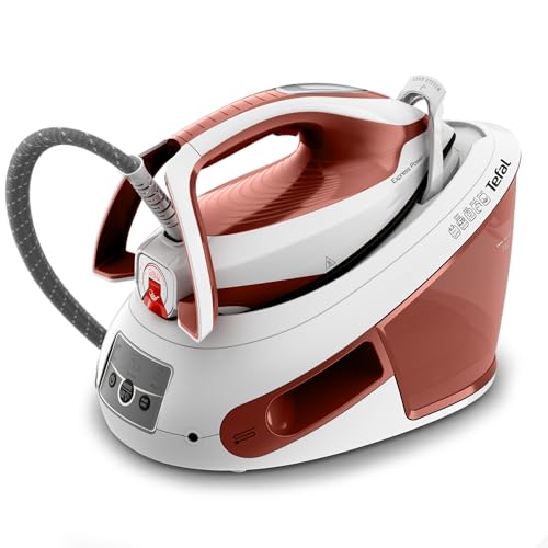 Tefal SV8110 Express Power Dampfbügelstation ,420 g/Minute Dampfstoß ,120 g/Minute kontinuierliche Dampfabgabe ,Smart Temp-Technologie ,Kalk-Kollektor ,XL-Wassertank ,Terrakotta/Weiß
