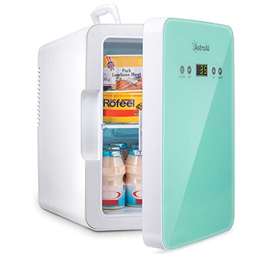 AstroAI Mini Kühlschrank 6 Liter / 8 Dosen Fridge mit Temperaturregelung - AC/12V(220V) DC Tragbarer thermoelektrischer Kühler und Wärmer für Schlafzimmer, Kosmetik, Muttermilch, Büro und Reisen