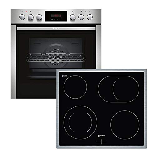 Neff XE4P Backofen-Kochfeld-Kombination / Einbau / 4 Heizelemente / 59,4 cm / Edelstahl/Schwarz / Klapptür / Bräterzone