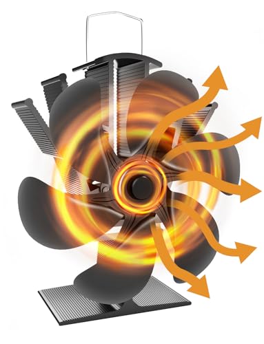 DZKKIUR Kaminventilator Ofenventilator mit 6 Flügeln – Leiser Ofen Ventilator, Kamin Ventilator, Ofenventilator ohne Strom, Wärmebetrieben für Holzöfen & Kamine
