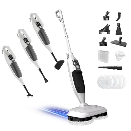 TORDER 2-in-1 Dampfreiniger Mop,Dampfbesen Mehrzweck-Funktion & praktischem Kombi-Zubehör,4 Mikrofaser-Ersatzpads,für alle Hartböden und Teppiche,entfernt 99,9%