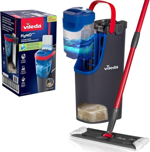 Vileda H2PrO Bodenwischer Set mit Eimer| 100% Trennung von Frisch- und Schmutzwasser | Hygienisches Reinigungssystem mit Mikrofaser | Wassersparend, ergonomisch | Einhandbedienung | Eco-Verpackung