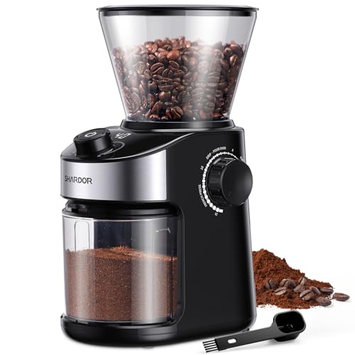 SHARDOR Kaffeemühle, Kaffeemühle Elektrisch mit 25 Mahleinstellungen, Coffee Grinder mit präziser Digitalanzeige, Scheibenmahlwerk Für Espresso, Tropfkaffee und French Press, 200W, 200g Bohnenbehälter