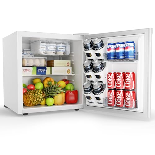 EUHOMY 46L Mini-Kühlschrank mit Umkehrbarer Tür, 7-Stufen Thermostat + Kühlbox, 39dB Ultra-Leise Kühlschrank klein für Schlafzimmer/Büro, Energieeffizient, Kompakt (Weiß)