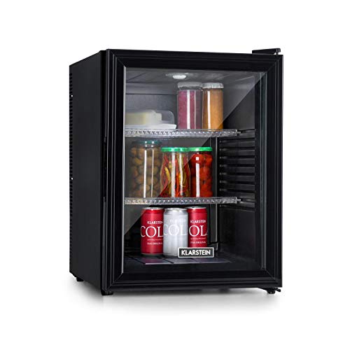 Klarstein Brooklyn - Mini Kühlschrank, kleiner Kühlschrank mit thermoelektrisches Kühlsystem, 3-stufige Kühlung: bis 12 °C, EcoExcellence System, Minikühlschrank, geräuschlos: 0 dB, 42L, schwarz
