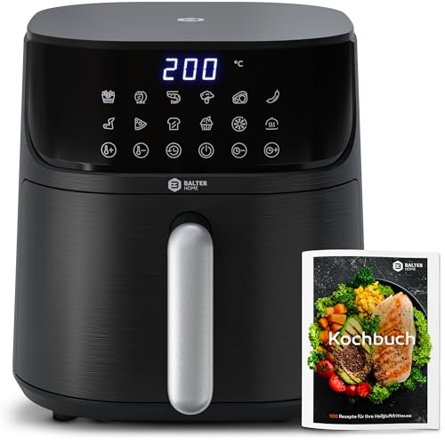 Balter Heißluftfritteuse Airfryer, 5,5 L, Friteuse Heissluftfritteuse XXL, 12 Programme, all-in-1 Air Fryer, inkl. Kochbuch mit 100 Rezepte, HL-550