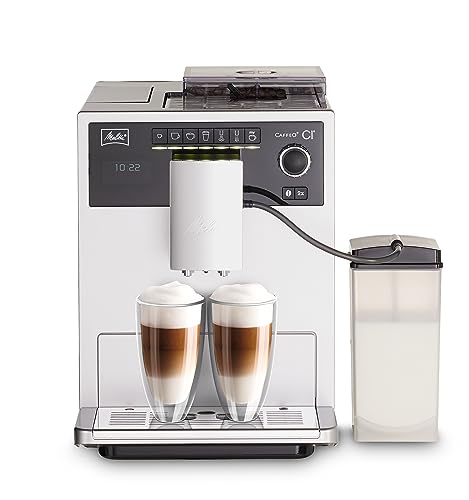 Melitta Caffeo CI - Kaffeevollautomat - mit Milchsystem - Zweikammer Bohnenbehälter - Direktwahltaste - 4-stufig einstellbare Kaffeestärke - Silber (E970-101)