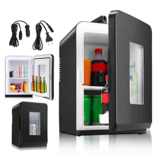 Herrselsam 2 in 1 Mini Kühlschrank, 15 Liter Kühlbox Klein Tragbar mit Kühl und Heizfunktion, für Kosmetik und Getränke, AC/DC Zimmer, Auto, Camping, Büros, Schwarz