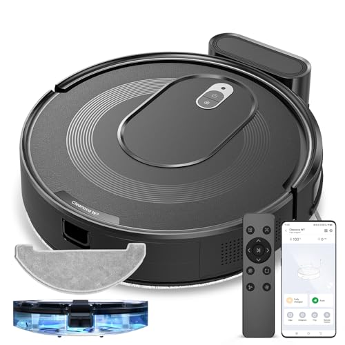 Vexilar W7 Saugroboter mit Wischfunktion 3 in 1, Staubsauger Roboter mit Anti-Haar-Wicklungs-Saugdüse, 4000Pa Saugkraft, 120Mins Max, APP/Fernbedienung, Ideal für Tierhaare,Teppiche und Hartböden