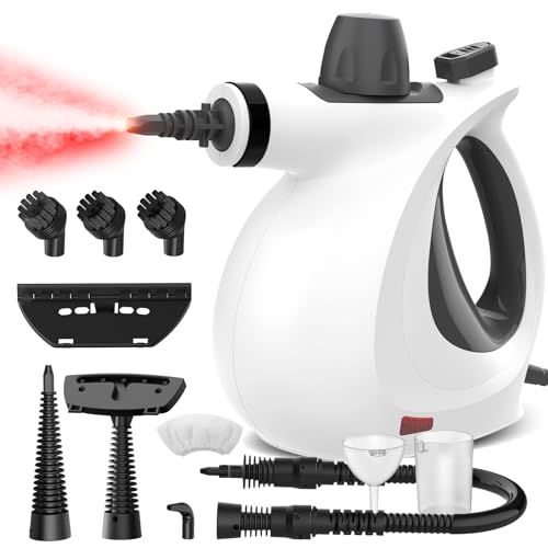 Dampfreiniger, Dampfreiniger Handgerät mit 11 Zubehör, 3,2 bar Dampfdruck 1050W Dampfreiniger für alles Boden, Chemikalienfreier Dampfreiniger Polstermöbel für Haushalte mit Kindern und Haustieren