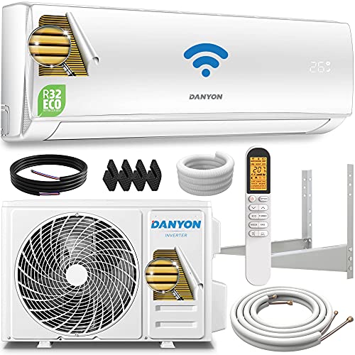 Danyon Premium Split-Klimaanlage Set - für 55 qm, 12000 BTU, 3,4 kW, Titangold, Smart Home, W-LAN, Alexa, Timer, leise, Kältemittel R32, bis 130m3, Klimaanlage Splitgerät, inkl. 5m Montagematerial